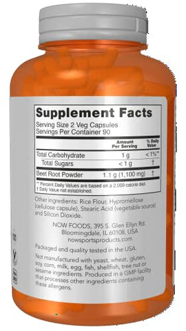 Sports, Beet Root Veg: Nutrição Esportiva, Suporte ao Sistema Imunológico*, 550 MG, Nitratos Naturalmente Presentes, 180 Cápsulas Vegetais - NOW Foods