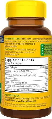 Complexo de Vitaminas B-100 Equilibrado – 60 comprimidos (Pacote com 4) - Nature Made