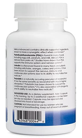 Advanced – Fórmula de Alta Absorção, Palmitoiletanolamida (PEA) Luteolina e Polidatina, Suporte ao Sistema Nervoso, 60ct - Mirica