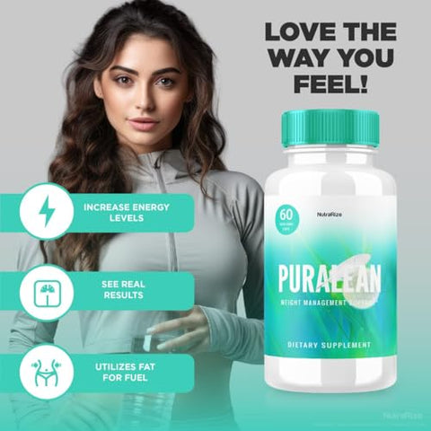 NutraRize - Puralean Capsules – Suplemento Dietético Puralean para Saúde Avançada do Peso, Pílulas de Força Máxima 100% Naturais para Combater a Gordura Abdominal, Fórmula Oficial, Avaliações Pura Lean (60…)