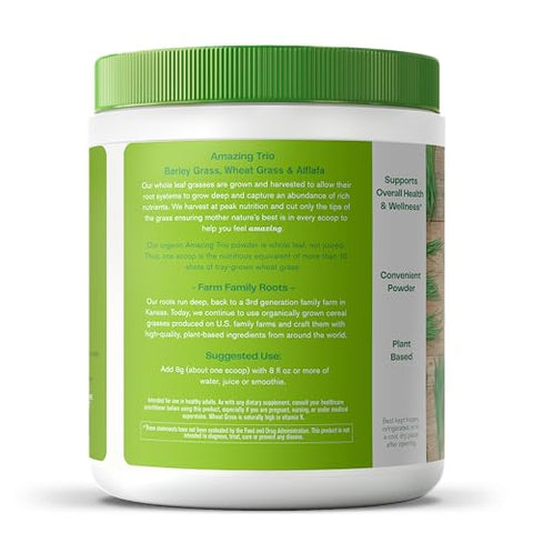 Trio: Pó de Verdes com Wheatgrass, Alfafa – 100g - Amazing Grass