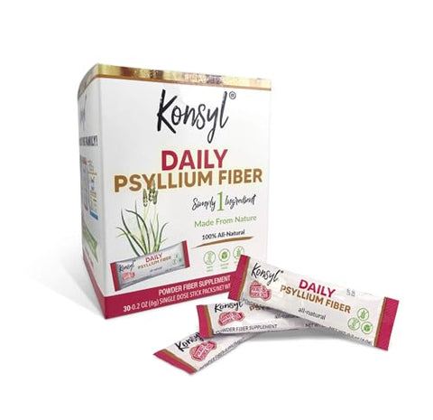 Daily – Pacotes de Palitos de Fibra de Psyllium – Suplemento de Fibra Solúvel Natural e Sem Glúten – Prático e Conveniente - Konsyl