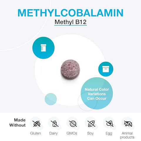 Methylcobalamin 5,000 mcg – Vitamina B12 em Comprimidos Pequenos e Saborosos – Suporta Metilação Saudável, Saúde Neurológica e um Sistema Imunológico Forte (120…) - XYMOGEN