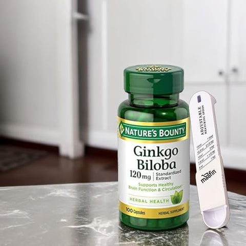moofin - Nature’s Ginkgo Biloba 120mg, 100 Ct com Colher Medidora, Suplemento para Suporte Cerebral, Memória e Concentração, Promotor de Saúde Cognitiva, Cápsulas de Ginkgo Biloba, Uso Diário Fácil