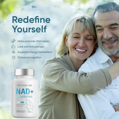 solodate lab - NAD Suplemento 1000mg, True NAD – Aumente sua energia e vitalidade com o melhor suplemento de NAD disponível – 60 cápsulas
