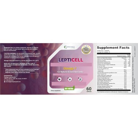 Phytage Labs - LeptiCell – Suplemento Avançado para o Bem-Estar – Aumenta a Elasticidade da Pele, Apoia a Pressão Arterial Saudável – com Damiana, Dong Quai, Ômega-7s – Fórmula Rica em Antioxidantes para uma Aparência Jovem