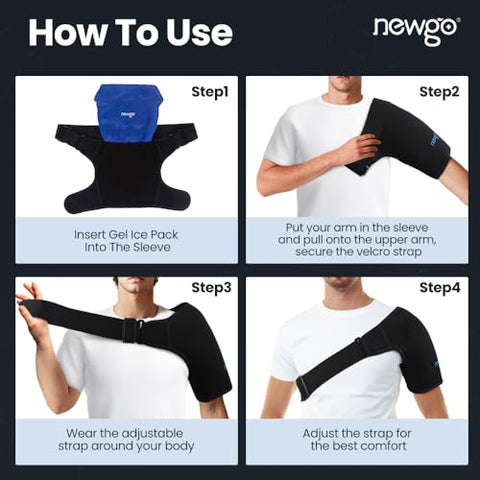 Bolsa de Gelo para Ombro – Terapia Fria para Manguito Rotador, Indicada para FSA ou HSA – Envoltório de Gelo para Ombro, Alívio da Dor, Recuperação Pós-Cirúrgica, Inchaço, Tendinite – 100% Eficaz - NEWGO