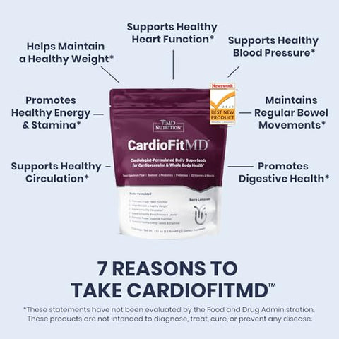CardioFitMD – Pó de Saúde Cardíaca Vegano à Base de Beterraba – Superalimento Keto-Friendly – Suplemento Nutricional em Pó de Fibra – 30 Porções (2-Pack) - 1MD Nutrition