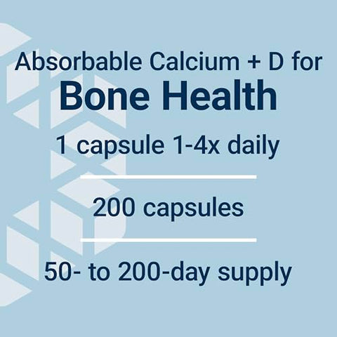 Cálcio Citrato com Vitamina D, Cálcio Super-absorvível para Apoiar a Saúde Óssea Ótima, Sem Glúten, Não-OGM, 200 Cápsulas - Life Extension