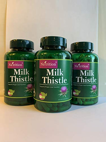 Na'trition - Milk Thistle – Melhores Suplementos para o Fígado com Suporte de Raiz de Dente-de-leão Fórmula Natural de Desintoxicação Limpeza do Fígado Reforça o Sistema Imunológico 200 Cápsulas Vegetais – Suprimento de 100 dias