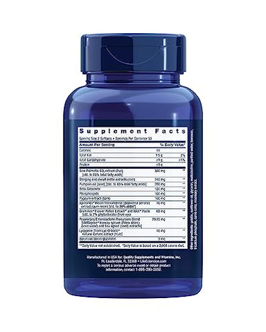 Fórmula Ultra Prostate da Life Extension: Saw Palmetto para homens, Pygeum, Raiz de Urtiga, Licopeno e mais 11 nutrientes para a função da próstata. Não-OGM, sem glúten, 60 softgels