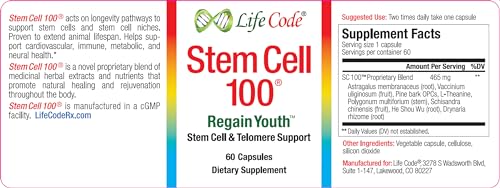 Lifecode - Life Code Stem Cell 100 – 100% Vegetariana Anti-Envelhecimento | Células-Tronco | 100g