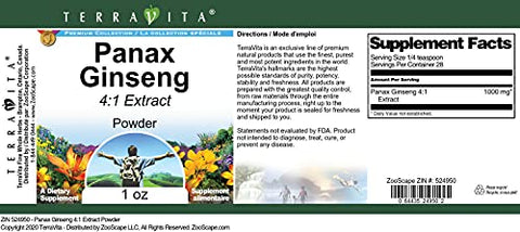 Terravita - Panax Ginseng Extrato em Pó 4:1 (30g) – 2 Pacotes