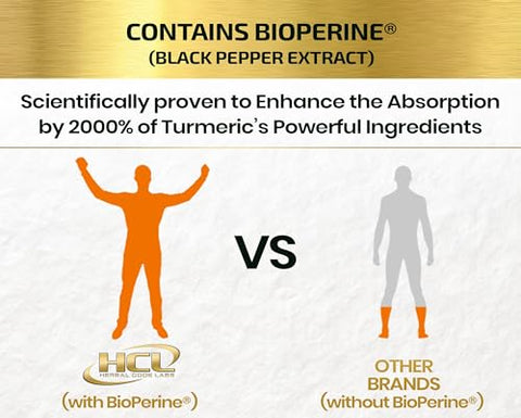 HCL HERBAL CODE LABS - Suplemento de Curcumina de Cúrcuma 19X Mais Forte – 1500 mg de Extrato de Curcuminoides 95%% em Cápsulas – Forma Mais Ativa de Curcumina com BioPerine Gengibre Canela – Melhor Suporte Natural para as Articulações