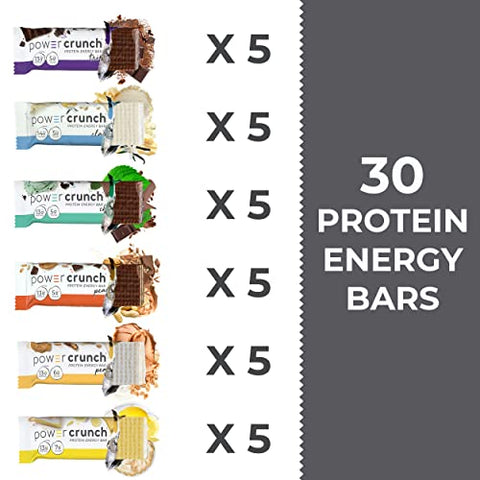 Barras de Wafer de Proteína, Pack Sortido com 6 Sabores – 30 Barras de 40g. Snacks de Alta Proteína com Sabor Delicioso - Power Crunch