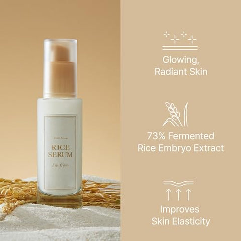 I'm from - I’m From Rice Serum: Extrato de Embrião de Arroz Coreano Fermentado 73% – Estimula Colágeno, Vitalidade e Pele Radiante – Niacinamida – Nutritivo e Hidratante – 30ml