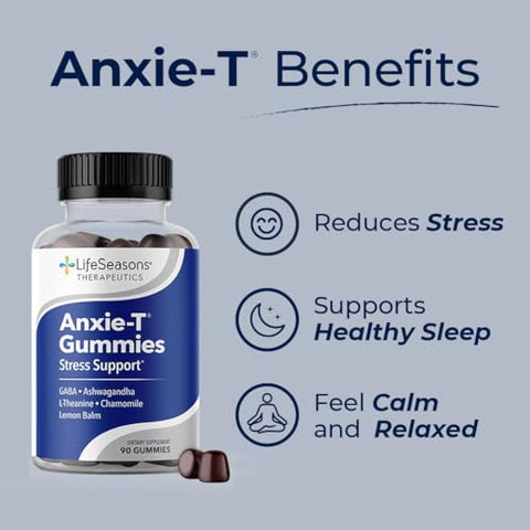 LifeSeasons - Anxie-T Gummy – Alívio do Estresse – Suplemento Vitamínico para o Humor – Marca Anxie-T