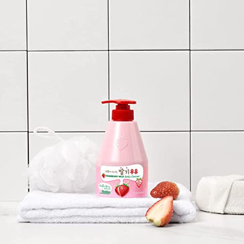 Conjunto de Limpeza Corporal e Loção Corporal WELCOS KWAILNARA Leite (560 g / 19,75 oz. cada) (Morango)