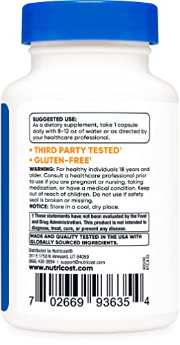 KSM-66 Extrato de Raiz de Ashwagandha 600mg, 60 Cápsulas Vegetais – 5%% Withanolides – com BioPerine – Extrato de Raiz de Espectro Completo - Nutricost