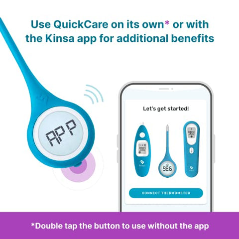 Termômetro Digital Kinsa Smart para Bebês, Crianças e Adultos – Leitura Rápida e Precisa de Temperatura Oral, Axilar ou Retal – Aprovado pela FDA – QuickCare