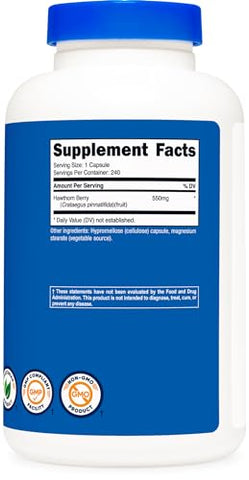 Cápsulas de Bagas de Espinheiro 550mg, 240 Cápsulas, Amigável para Vegetarianos, Não-OGM - Nutricost
