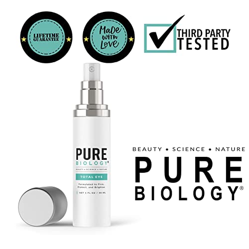 Pure Biology - Creme Premium Total para Rugas – Creme para Olhos com Cafeína Hidratante, Sérum Anti-Envelhecimento e Creme para Rugas de Abacate com Ácido Hialurônico, Vitamina C e E | Hidratante para Olhos