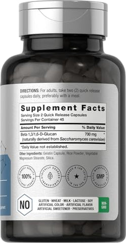 Beta Glucan 1 3D 700 mg | 90 Cápsulas | Beta 1,3, 1,6 D Glucan | Suplemento Sem OGM, Sem Glúten | Marca Horbäach - Horbäach