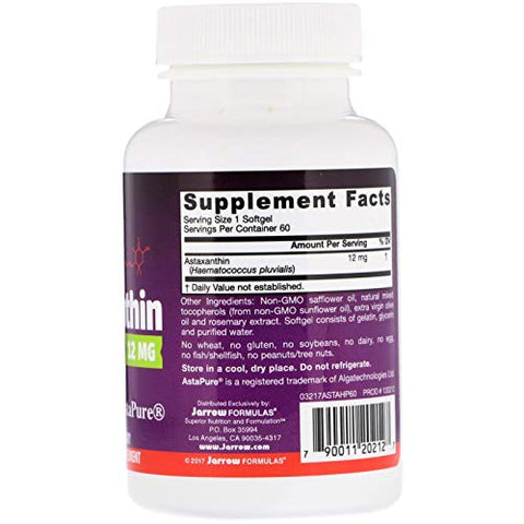 Astaxanthin 12 mg – Suporte Antioxidante para Saúde Imunológica e Ocular – 60 Softgels, 60 Dias de Fornecimento - Jarrow Formulas