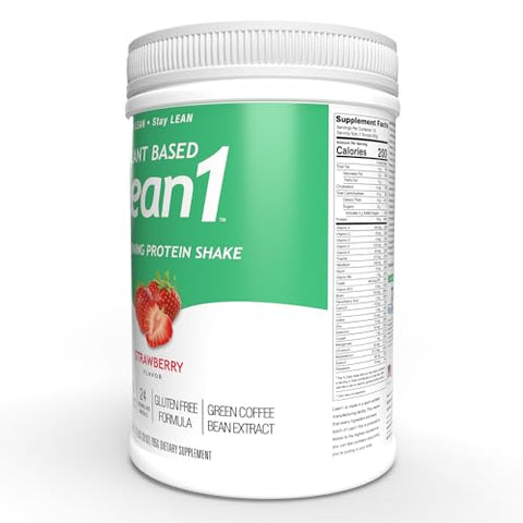 Nutrition53 Pó Substituto de Refeição para Perda de Peso, Queimador de Gordura, Controle de Apetite, Morango à Base de Plantas (28 Ounce) - LEAN1