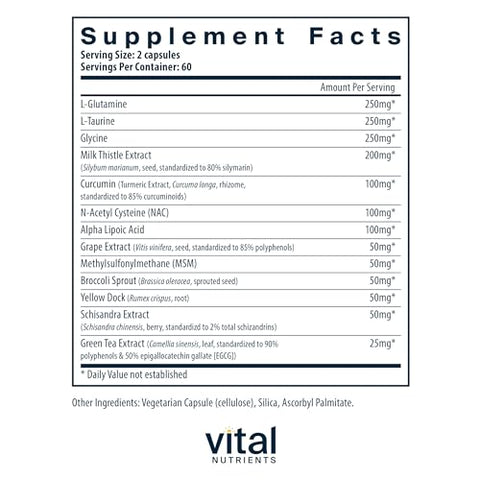 Fórmula Detox Vital Nutrients | Desintoxicação do Fígado Vegana | Suplemento Antioxidante Promove o Fígado