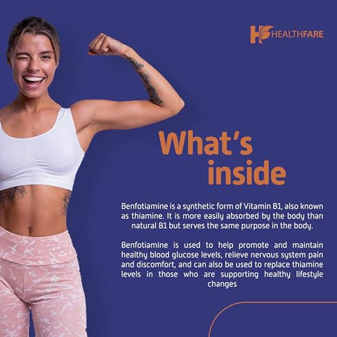 Healthfare - Benfotiamina 300mg | 200 Cápsulas | Vitamina B1 Lipossolúvel | Suporte à Saúde Geral | Livre de Transgênicos | Sem Glúten