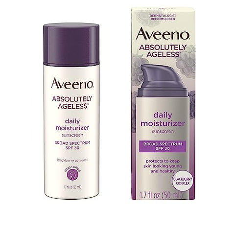 Hidratante Facial Diário Absolutamente Ageless com FPS 30, Complexo de Amora Rica em Antioxidantes e Vitamina C - Aveeno