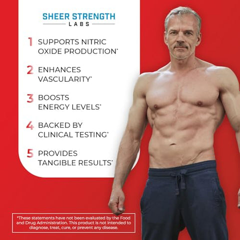 Sheer Strength Labs - Suplemento de Óxido Nítrico para Homens – Booster de Óxido Nítrico NO2 – Nitrosigine e S7 – 60g
