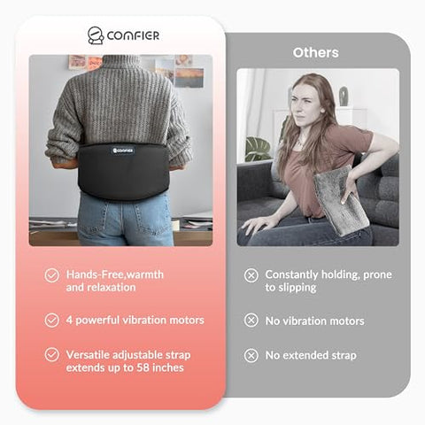 Aquecedor de Costas COMFIER para Alívio de Dor, Massageador Vibratório para a Região Lombar com Calor, Cinta Aquecida com Desligamento Automático, Alívio de Dores Abdominais, Cólicas e Artrite, Presentes
