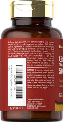 Tahoe Nutritionals - Citicoline 500mg | 120 Cápsulas | Suplemento CDP Colina | Grau Terapêutico | Sem Glúten, Não-OGM