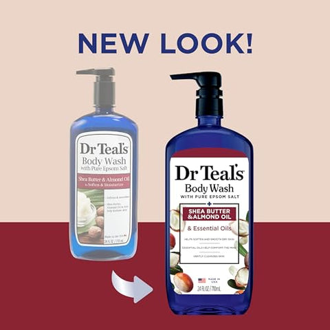 Dr Teal's - Dr Teal’s Body Wash com Sal de Epsom Puro e Manteiga de Karité – Hidratante e Relaxante – 500ml