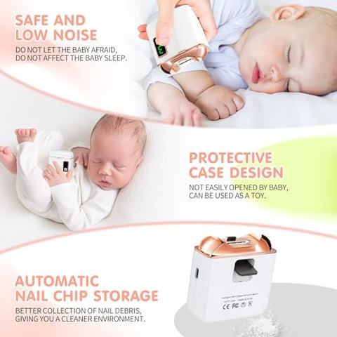 Northlet - Aparador de Unhas Elétrico com Luz LED, Recarregável por USB, Cortador de Unhas de 3 Velocidades para Bebês, Crianças, Idosos e Adultos – Perfeito para Cuidados com as Unhas dos Idosos, Branco