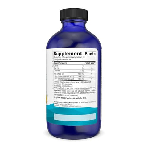 Ultimate Omega Líquido, Sabor Limão – 240 ml – 2840 mg Ômega-3 – Óleo de Peixe de Alta Potência com EPA - Nordic Naturals