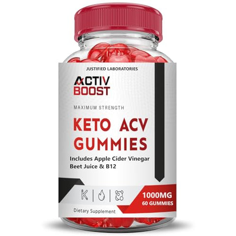 Justified Laboratories - (5 Pacotes) Gomas Activboost Keto ACV Fórmula Avançada 1000MG Active Boost Keto Gomas Vinagre de Maçã Activ Boost Formulado com Romã e Beterraba em Pó B12 Vegano