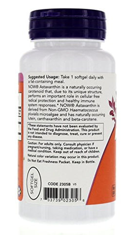 NOW Foods - Astaxantina 4mg 90 Softgels (Proteção Celular) – Embalagem com 2 – Marca em Destaque