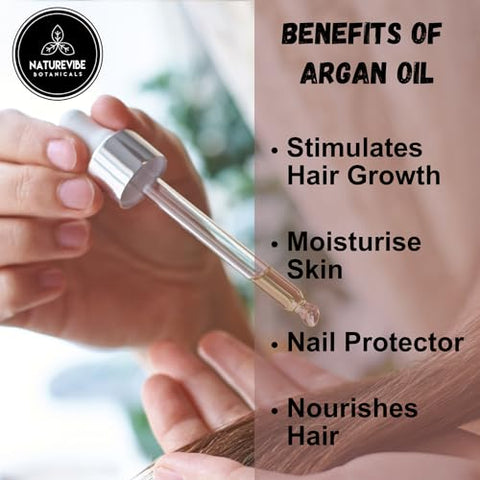 Óleo de Argan Naturevibe Botanicals 32 oz | 100% Puro e Natural | Ideal para Cuidados com a Pele e Cabelo | 946 ml