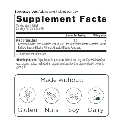Complexo de Órgãos de Pasto e Selvagem em Cápsulas, Suporte para Fígado, Coração e Rim, Saúde dos Órgãos, Cognitiva e Imunológica, 30 Ct - Ancient Nutrition