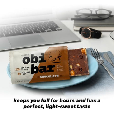 Bobby's obi bar - Obi Bar Chocolate – Reposição em 2 de Nov | Proteína e Fibra de Aveia | Natural | Substituto de Refeição ou Lanche Satisfatório | Saúde do Coração e Intestinal | Levemente Doce | Brownie de Chocolate | 100g