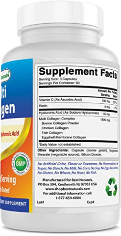 Best Naturals - Melhores Naturais – Colágeno Multi 2000mg para Mulheres – Comprimidos – Marca Primeiro
