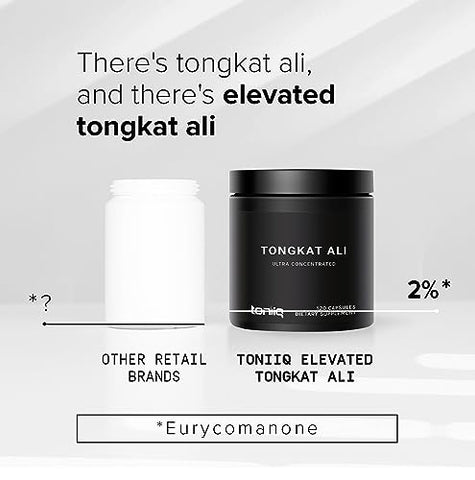 Toniiq - Tongkat Ali 40,000MG: Suplemento Ultra Concentrado de Eurycoma Longifolia para Homens – Força Extra – 2%% Eurycomanone – Extrato de Raiz de Eurycoma Longifolia 200:1 – 3ª Parte