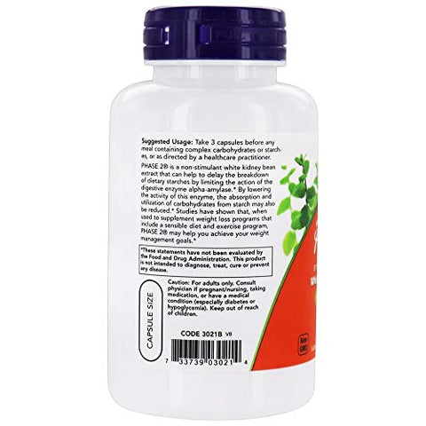 NOW Foods - Now Foods Phase 2 Neutralizador de Amido, 500 mg, 120 Cápsulas Vegetais