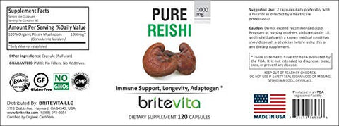 Britevita - Suplemento Alimentar Reishi Puro 120 Cápsulas Veganas – Marca em Destaque