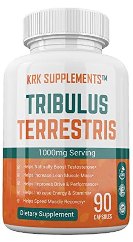 KRK SUPPLEMENTS - 3 Frascos Tribulus Terrestris 1000mg Por Porção 270 Cápsulas Total