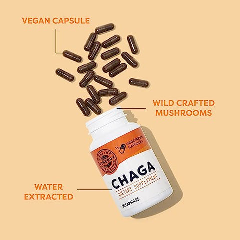 Chaga Cápsulas – Suporte Celular Superfood – Benefícios para a Saúde Cardiovascular – Kosher, Vegano, Sem Glúten – 90 Cápsulas - Vimergy