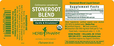 Extrato Líquido de Stoneroot Orgânico Certificado para Suporte Cardiovascular e Circulatório, 30 ml - Herb Pharm